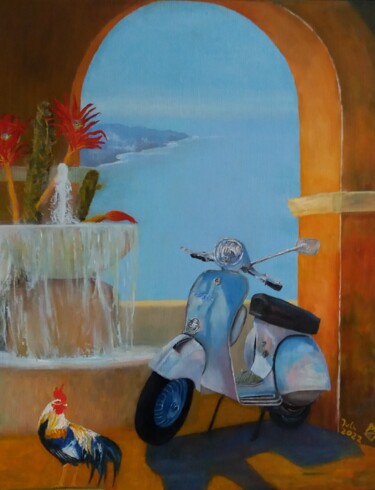 Painting titled "Amalfi Küste" by Antonio Visciano, Original Artwork, Oil