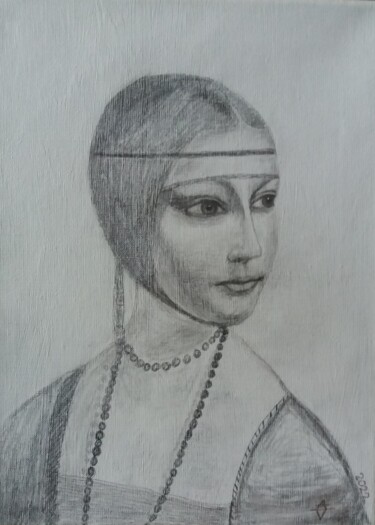 Drawing titled "Widmung an Leonardo" by Antonio Visciano, Original Artwork, Pencil
