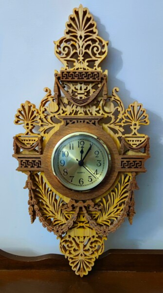 "clock flower" başlıklı Heykel Zaglio tarafından, Orijinal sanat, Ahşap