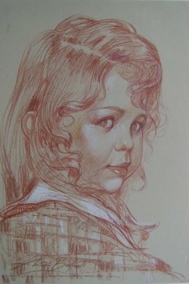 Pittura intitolato "ritratto di bambina…" da Antonio Benfenati, Opera d'arte originale, Olio