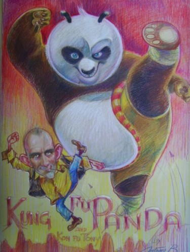 Pittura intitolato ""Kung fu Panda by A…" da Antonio Benfenati, Opera d'arte originale, Olio
