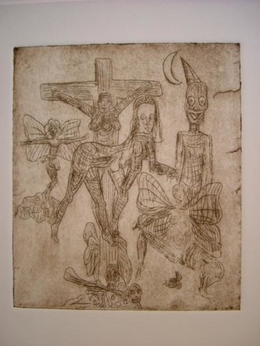 Drawing titled "cruxificcion" by Antonio Cabrera, Original Artwork