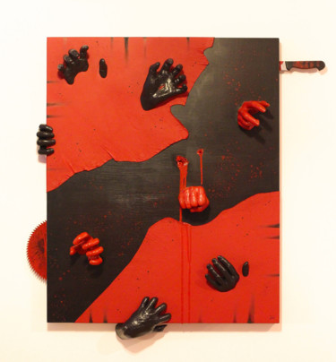 Schilderij getiteld "IL ROSSO E IL NERO" door Antonio Fumagalli, Origineel Kunstwerk, Plastic