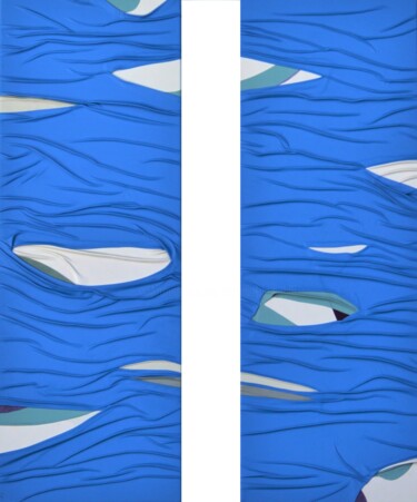 Γλυπτική με τίτλο "Blu Vate" από Antonio Fumagalli, Αυθεντικά έργα τέχνης, Δέρμα Τοποθετήθηκε στο Ξύλινο πάνελ
