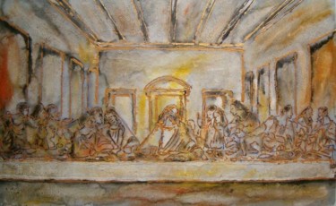 Pintura intitulada "Ceia de Cristo c/re…" por Antonio Guimaraes Santos, Obras de arte originais