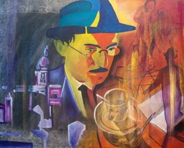 Pintura intitulada "Fernando Pessoa" por Antonio Guimaraes Santos, Obras de arte originais