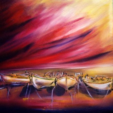 Painting titled "Barcos em descanso" by Antonio Guimaraes Santos, Original Artwork