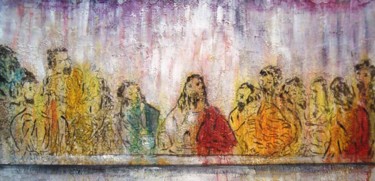 Pintura intitulada "Ceia de Cristo" por Antonio Guimaraes Santos, Obras de arte originais, Óleo