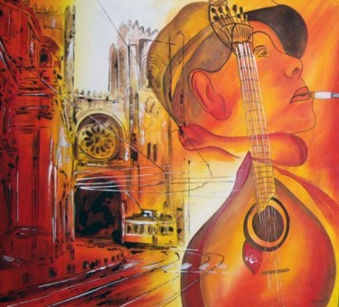 Pintura intitulada "Homenagem ao Fado P…" por Antonio Guimaraes Santos, Obras de arte originais