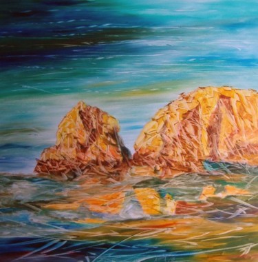 Pintura intitulada "Praia da Rocha-Alga…" por Antonio Guimaraes Santos, Obras de arte originais, Óleo