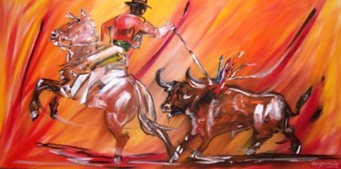 Pintura intitulada "Tourada" por Antonio Guimaraes Santos, Obras de arte originais