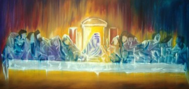 Pintura intitulada "Ceia de Cristo" por Antonio Guimaraes Santos, Obras de arte originais