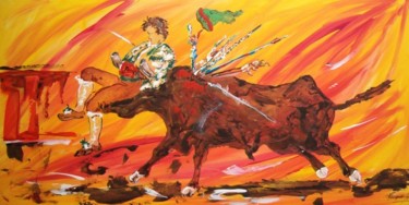Pintura intitulada "Festa Brava" por Antonio Guimaraes Santos, Obras de arte originais, Óleo