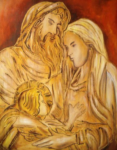 Pintura intitulada "Nascimento de Cristo" por Antonio Guimaraes Santos, Obras de arte originais, Óleo
