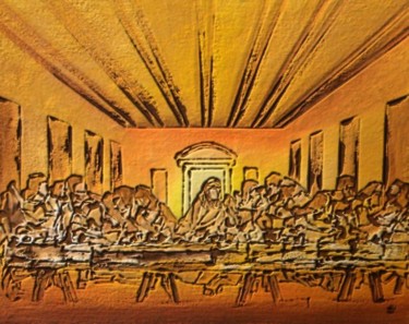 Pintura intitulada "Ceia de Cristo" por Antonio Guimaraes Santos, Obras de arte originais