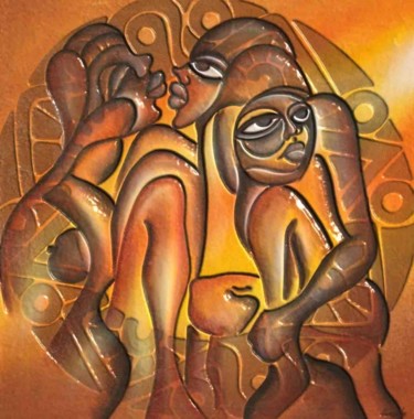 Pintura intitulada "Povo africano" por Antonio Guimaraes Santos, Obras de arte originais