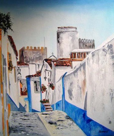Pintura intitulada "Vila de Óbidos" por Antonio Guimaraes Santos, Obras de arte originais