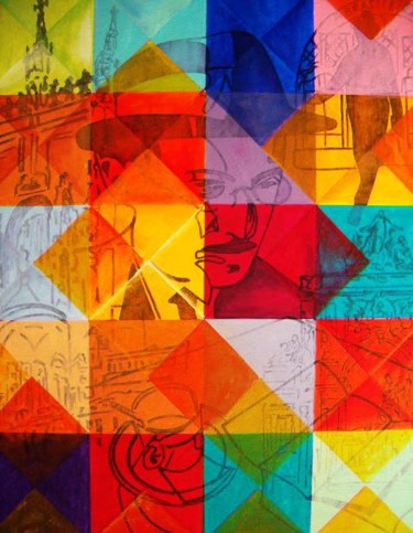 Pintura intitulada "Fernando Pessoa - V…" por Antonio Guimaraes Santos, Obras de arte originais, Óleo