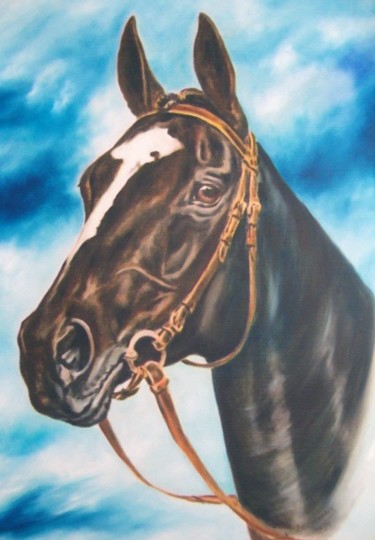 Pintura intitulada "Cavalo Lusitano" por Antonio Guimaraes Santos, Obras de arte originais