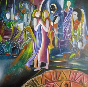 Painting titled "Máscaras da vida" by Antonio Guimaraes Santos, Original Artwork