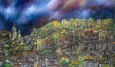 Pintura intitulada "Vista de Lisboa" por Antonio Guimaraes Santos, Obras de arte originais
