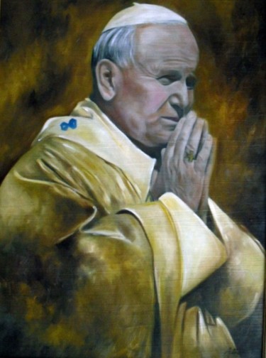 Schilderij getiteld "João Paulo II" door Antonio Guimaraes Santos, Origineel Kunstwerk