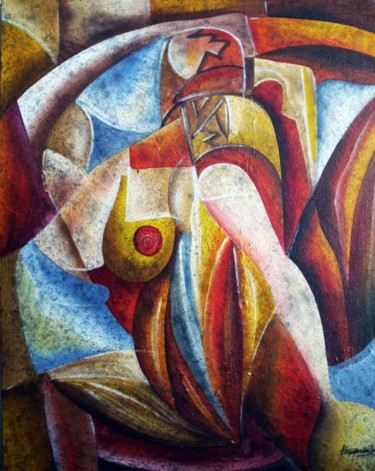 Painting titled "Paixão ao kubo" by Antonio Guimaraes Santos, Original Artwork