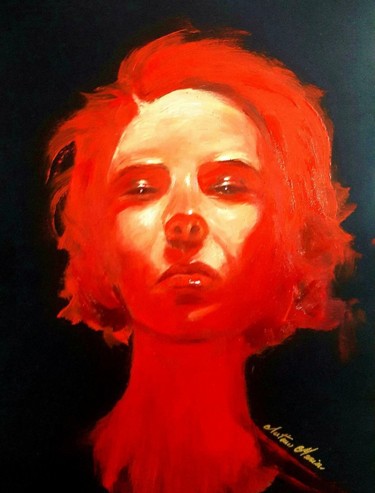 Painting titled "red face" by Opere Non In Vendita, Original Artwork
