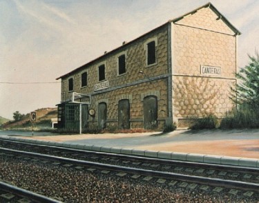 Pintura titulada "apeadero de tren,ca…" por Antonio Pozo, Obra de arte original