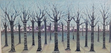 Peinture intitulée "BOSCO IN INVERNO" par Antonio Presti, Œuvre d'art originale, Acrylique