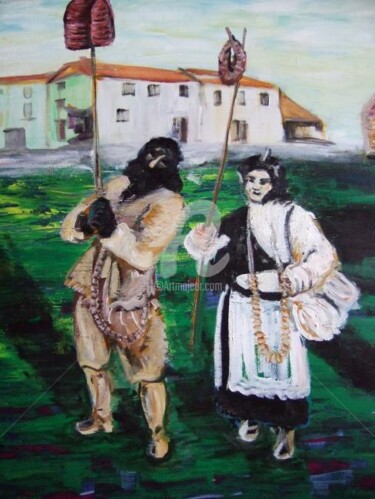 Painting titled "O carocho e a velha…" by Antonio Santos, Original Artwork