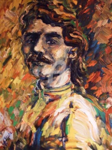 Painting titled "Auto-retrato do art…" by Antonio Santos, Original Artwork