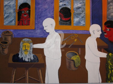 Painting titled "L'Atelier Interdit…" by Antonio Santos, Original Artwork, Oil