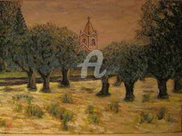 Pintura titulada "Torre da Igreja Par…" por Antonio Santos, Obra de arte original, Oleo