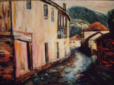 Painting titled "Rua da aldeia de Se…" by Antonio Santos, Original Artwork, Oil