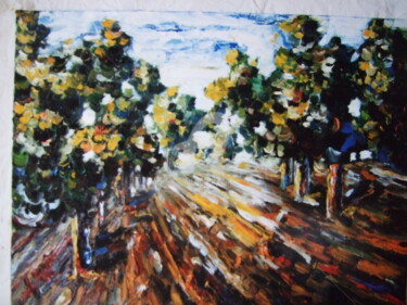 Painting titled "Terra com castanhei…" by Antonio Santos, Original Artwork, Oil