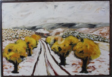 Painting titled "As Oliveiras Amarel…" by Antonio Santos, Original Artwork, Acrylic