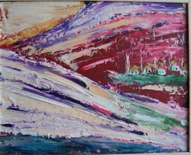 Peinture intitulée "village de montagne" par Antonio Sclano, Œuvre d'art originale