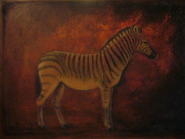 Peinture intitulée "Le zèbre de Namibie" par Séverine Antoniotti, Œuvre d'art originale, Huile