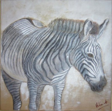 Peinture intitulée "Le zèbre du Kenya" par Séverine Antoniotti, Œuvre d'art originale, Huile