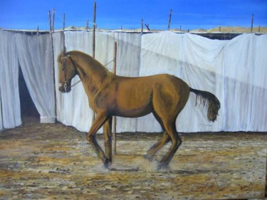 Peinture intitulée "Le cheval du Penjab" par Séverine Antoniotti, Œuvre d'art originale