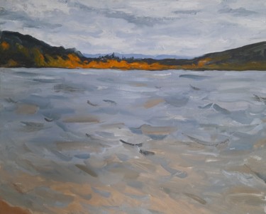 Картина под названием "Осенняя вода." - Антон Тишков, Подлинное произведение искусства, Масло