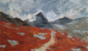 Painting titled "Туман в горах" by Anton Tishkov, Original Artwork, Oil