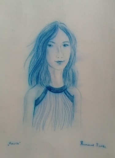 Tekening getiteld "Настя." door Roman Antonov, Origineel Kunstwerk, Silverpoint