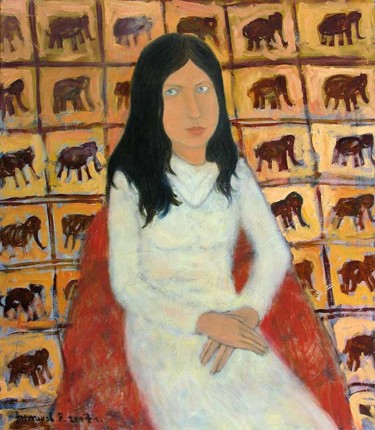 Painting titled "Луиза." by Roman Antonov, Original Artwork, Oil