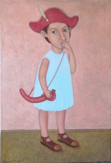 Картина под названием "Мальчик с саблей." - Roman Antonov, Подлинное произведение искусства, Масло Установлен на Деревянная…