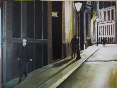 Painting titled "Dans les rues de Lo…" by Oliver Anton, Original Artwork, Oil