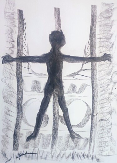 Рисунок под названием "Dans van de Natuur" - Antoon Diepstraten, Подлинное произведение искусства, Древесный уголь