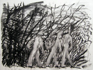 Tekening getiteld "three friends march…" door Antoon Diepstraten, Origineel Kunstwerk
