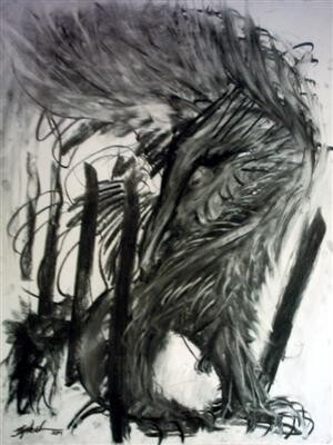 Drawing titled "Fenix in Captivity" by Antoon Diepstraten, Original Artwork